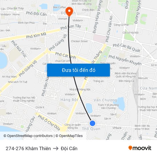 274-276 Khâm Thiên to Đội Cấn map