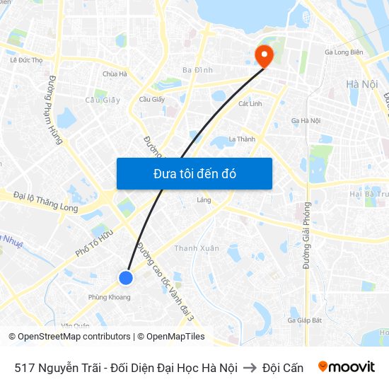 517 Nguyễn Trãi - Đối Diện Đại Học Hà Nội to Đội Cấn map