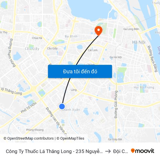 Công Ty Thuốc Lá Thăng Long - 235 Nguyễn Trãi to Đội Cấn map