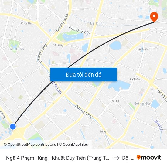 Ngã 4 Phạm Hùng - Khuất Duy Tiến (Trung Tâm Hội Nghị Quốc Gia) to Đội Cấn map