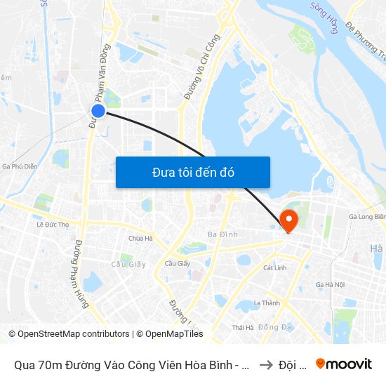 Qua 70m Đường Vào Công Viên Hòa Bình - Phạm Văn Đồng to Đội Cấn map