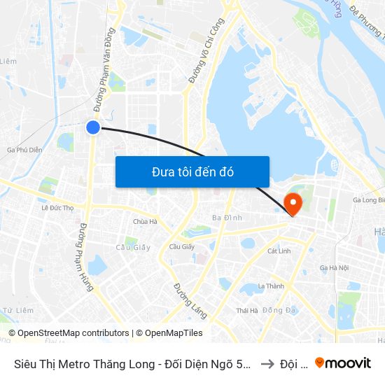 Siêu Thị Metro Thăng Long - Đối Diện Ngõ 599 Phạm Văn Đồng to Đội Cấn map