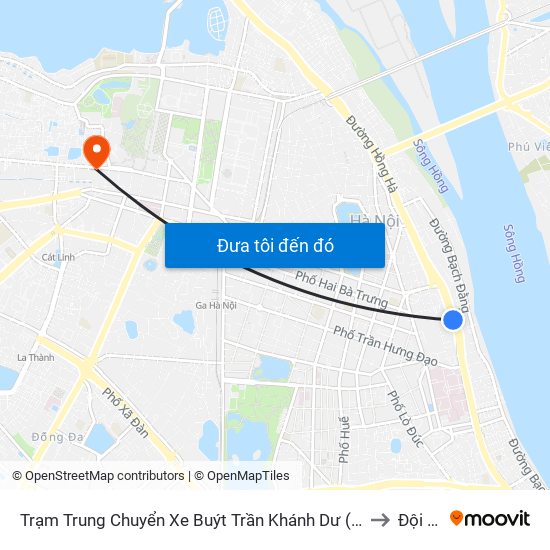 Trạm Trung Chuyển Xe Buýt Trần Khánh Dư (Khu Đón Khách) to Đội Cấn map