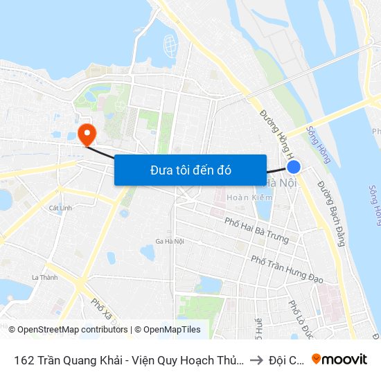 162 Trần Quang Khải - Viện Quy Hoạch Thủy Lợi to Đội Cấn map