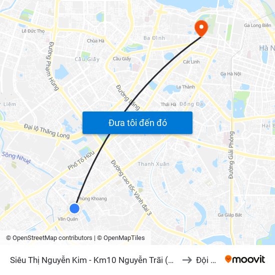 Siêu Thị Nguyễn Kim - Km10 Nguyễn Trãi (Hà Đông) to Đội Cấn map
