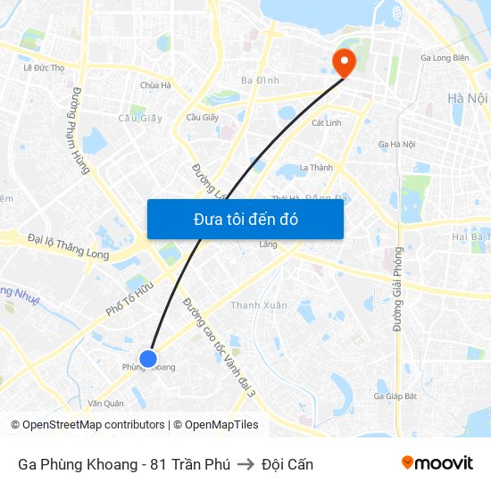Ga Phùng Khoang - 81 Trần Phú to Đội Cấn map