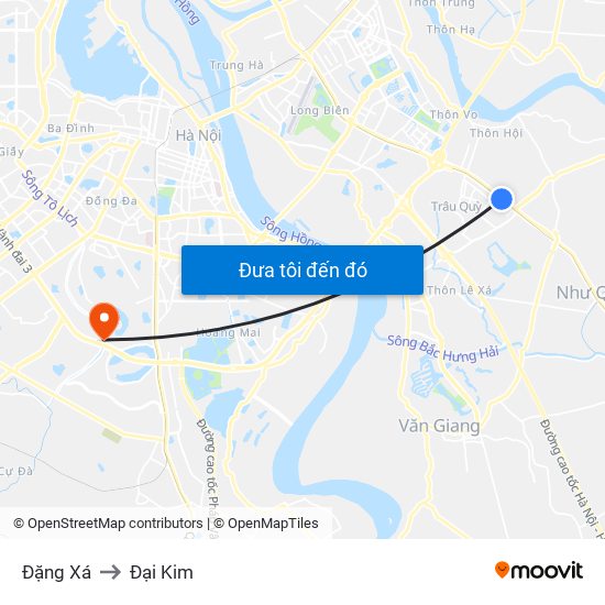 Đặng Xá to Đại Kim map