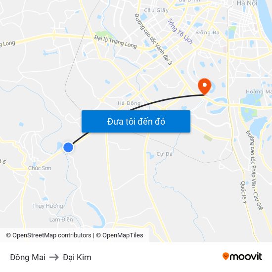 Đồng Mai to Đại Kim map
