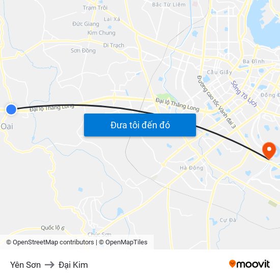 Yên Sơn to Đại Kim map