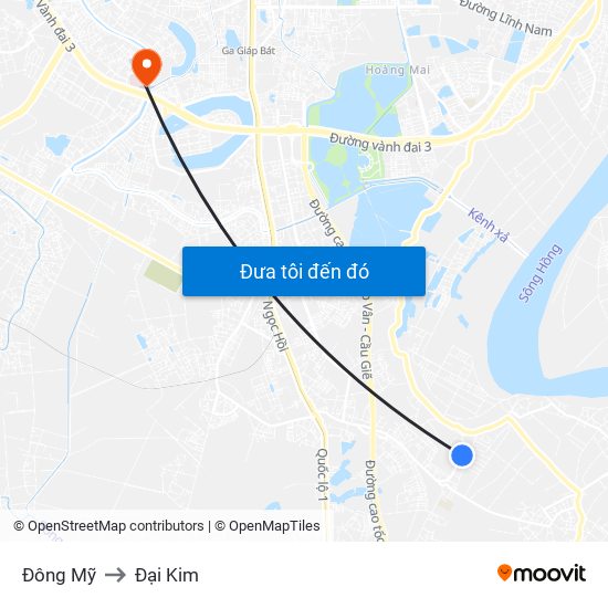 Đông Mỹ to Đại Kim map