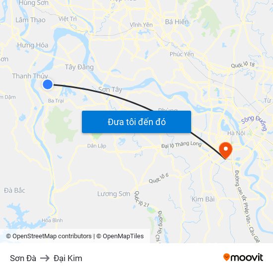 Sơn Đà to Đại Kim map