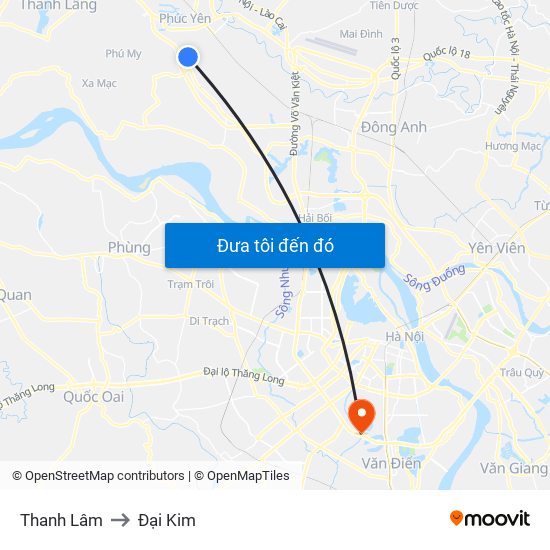 Thanh Lâm to Đại Kim map