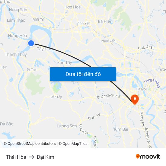 Thái Hòa to Đại Kim map