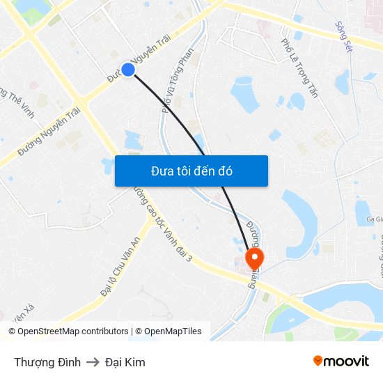 Thượng Đình to Đại Kim map