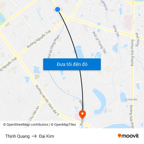 Thịnh Quang to Đại Kim map