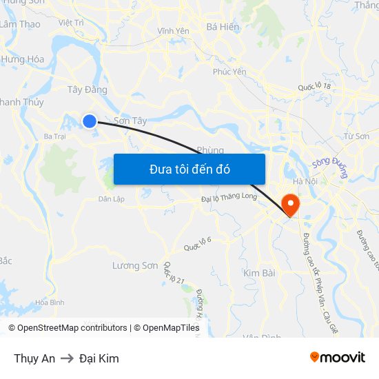 Thụy An to Đại Kim map