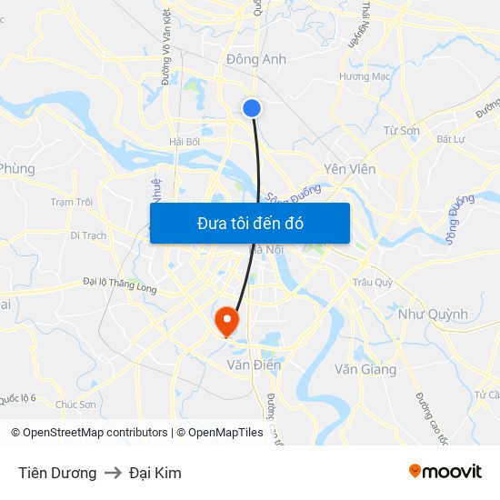 Tiên Dương to Đại Kim map