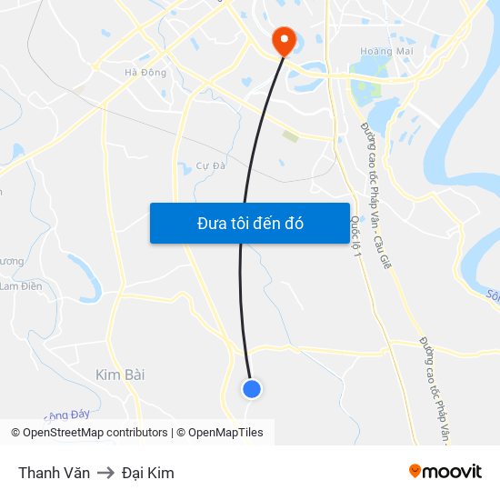 Thanh Văn to Đại Kim map