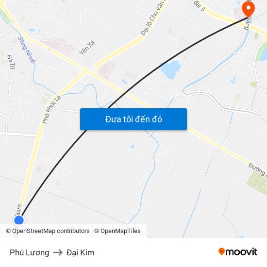 Phú Lương to Đại Kim map