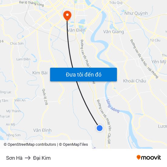 Sơn Hà to Đại Kim map