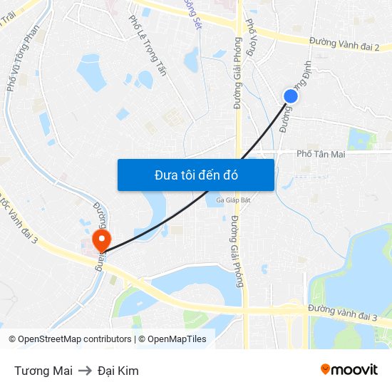 Tương Mai to Đại Kim map