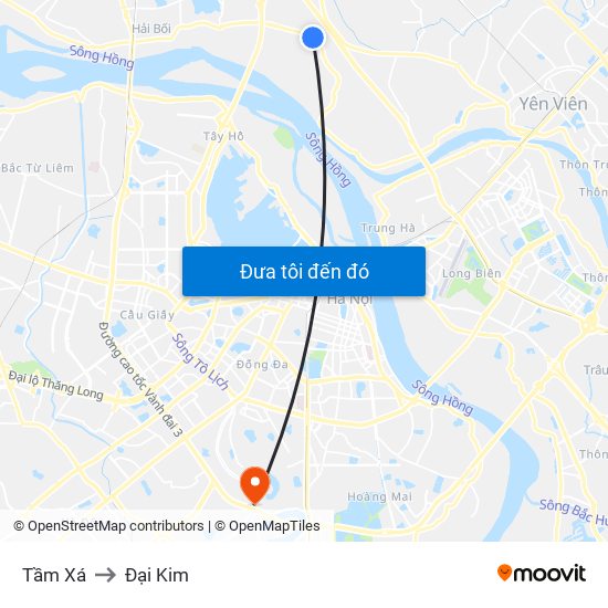 Tầm Xá to Đại Kim map