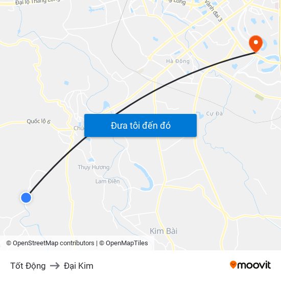 Tốt Động to Đại Kim map