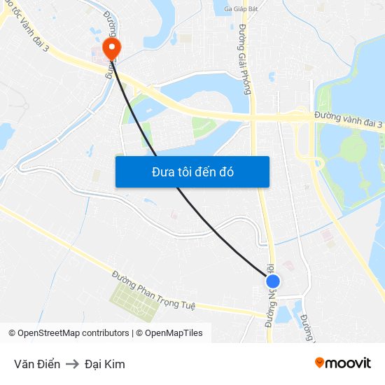 Văn Điển to Đại Kim map