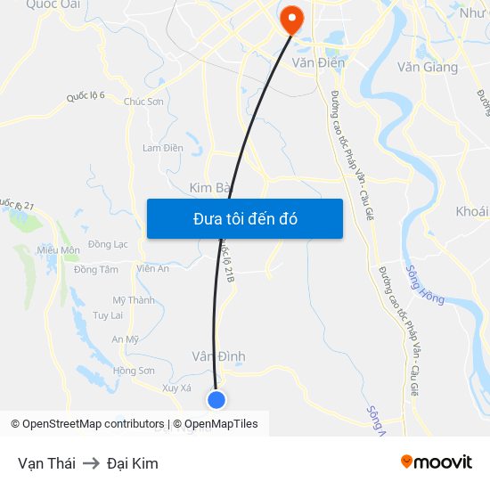 Vạn Thái to Đại Kim map