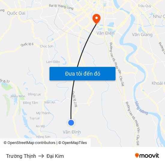 Trường Thịnh to Đại Kim map