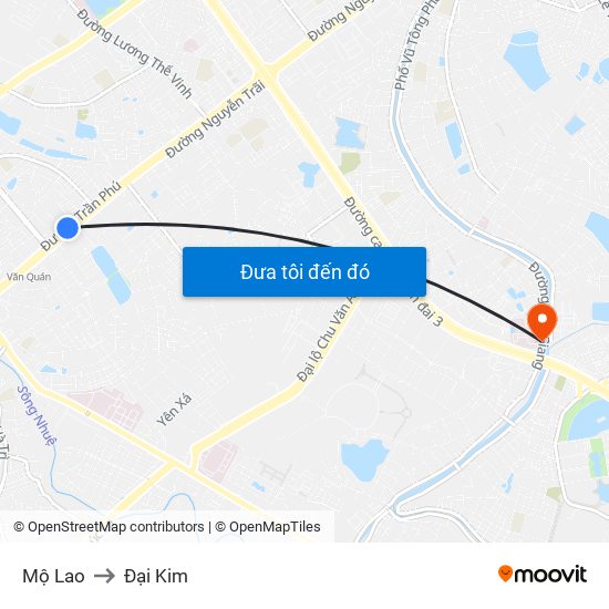 Mộ Lao to Đại Kim map