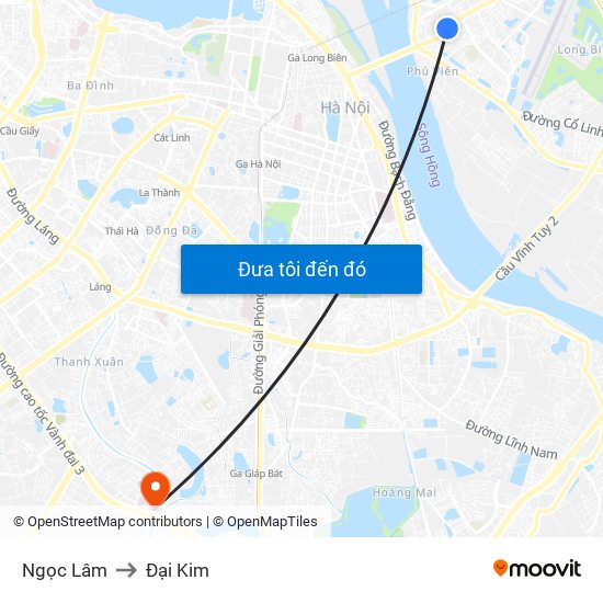 Ngọc Lâm to Đại Kim map