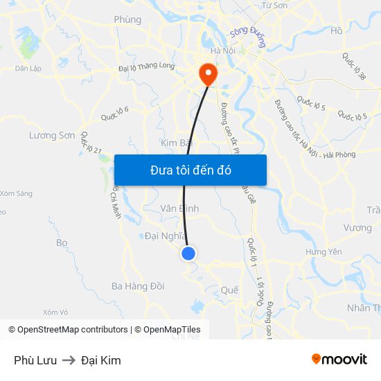 Phù Lưu to Đại Kim map