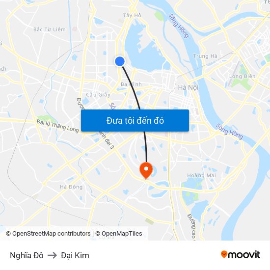 Nghĩa Đô to Đại Kim map