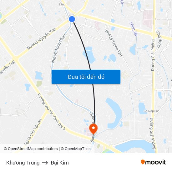 Khương Trung to Đại Kim map