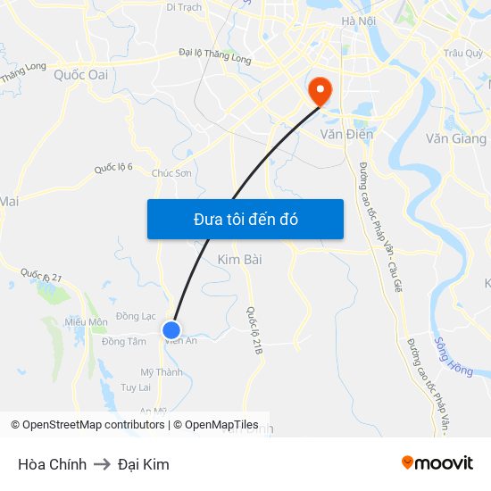 Hòa Chính to Đại Kim map