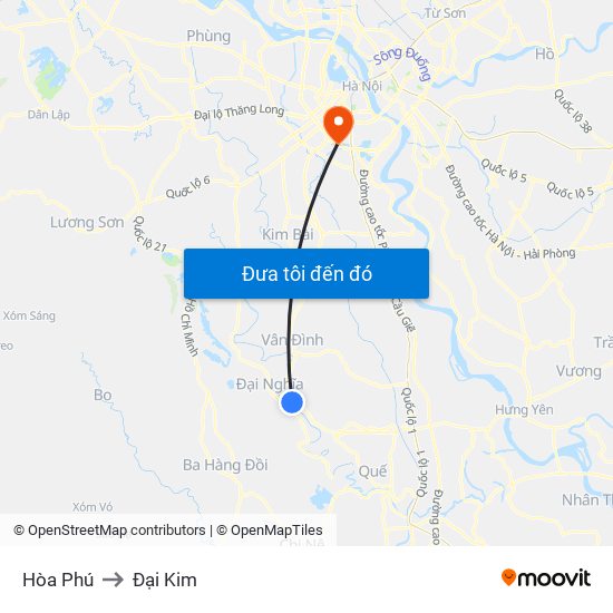 Hòa Phú to Đại Kim map
