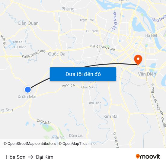 Hòa Sơn to Đại Kim map