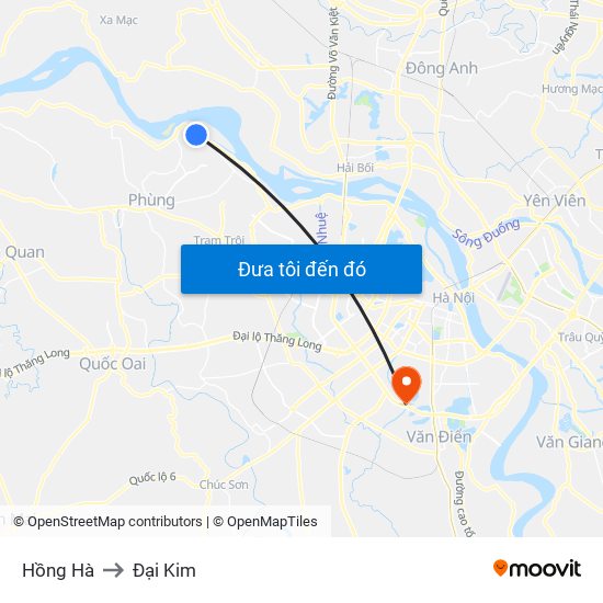 Hồng Hà to Đại Kim map