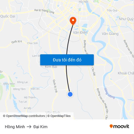 Hồng Minh to Đại Kim map