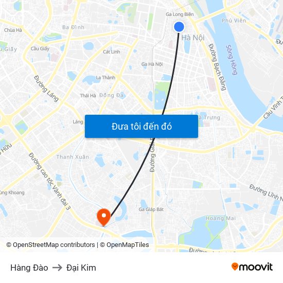 Hàng Đào to Đại Kim map