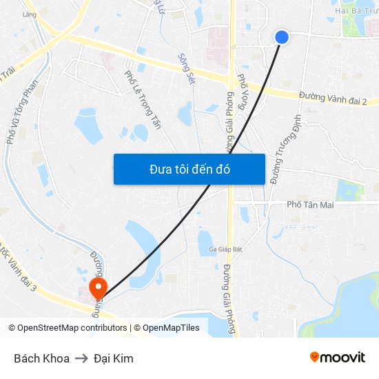 Bách Khoa to Đại Kim map