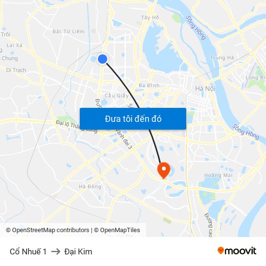 Cổ Nhuế 1 to Đại Kim map