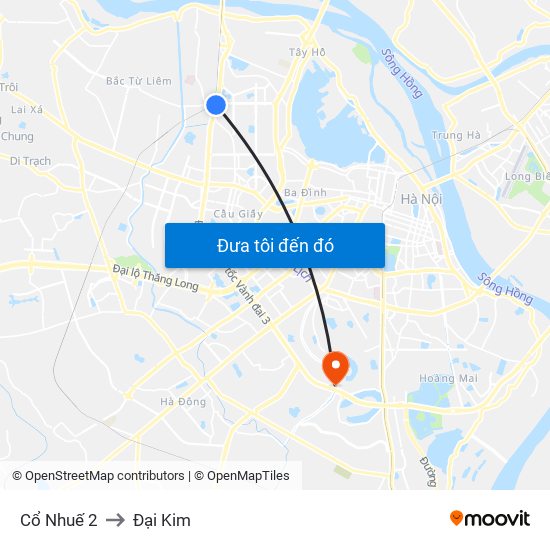 Cổ Nhuế 2 to Đại Kim map