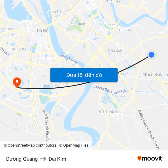 Dương Quang to Đại Kim map