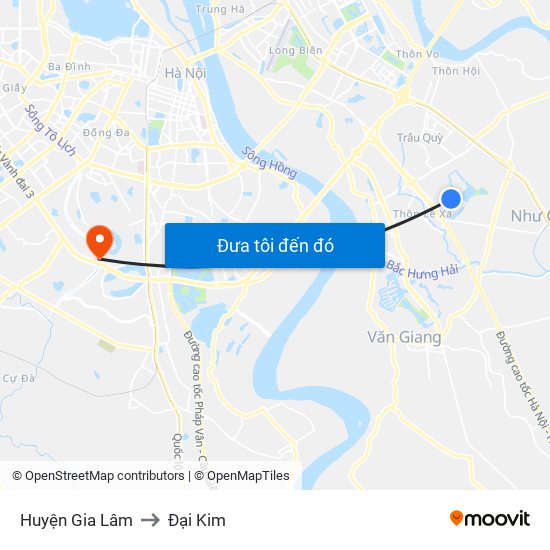 Huyện Gia Lâm to Đại Kim map