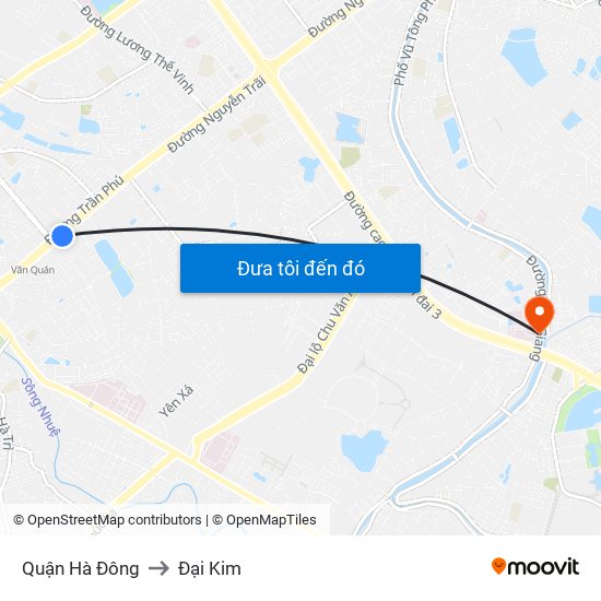 Quận Hà Đông to Đại Kim map