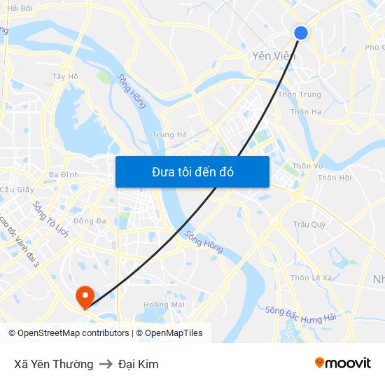 Xã Yên Thường to Đại Kim map