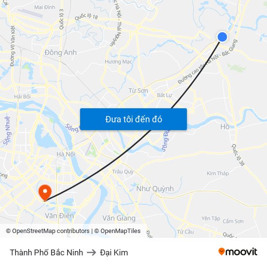 Thành Phố Bắc Ninh to Đại Kim map