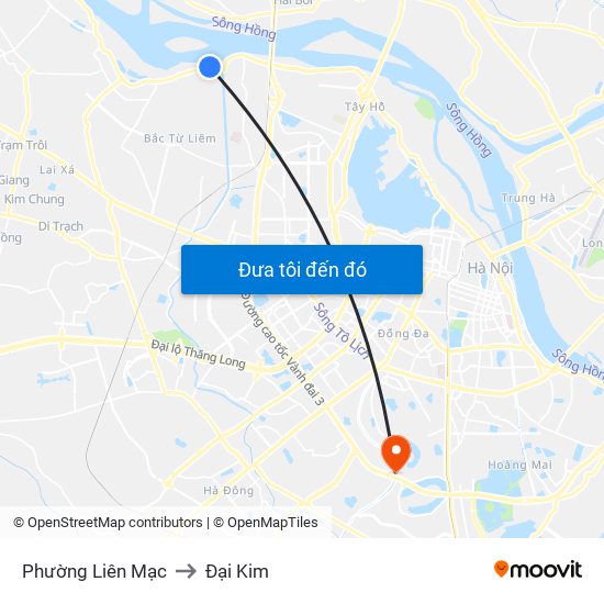 Phường Liên Mạc to Đại Kim map